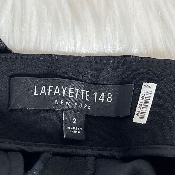 Lafayette 148 Black Crepe Drape Pleated No Waistband Pants Sz 2 - Picture 3 of 11